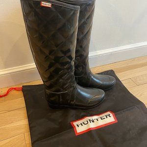 Hunter Rain Boots - Women's Black Quilted Slim Fit Tall - Size 6